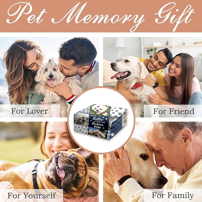 Pet Memorial Blanket Gift - Personalized Dog Memorial Blankets, Pet Sympathy Gifts for Loss of Dogs for Pets Lovers, Dog Bereavement Passing Away Gift, Custom Dogs Blanket (H)