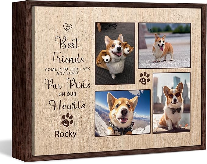 Custom Dog Memorial Gifts for Loss of Dog, Personalized Wall Art with Photo and Name, Forever in My Heart Memorial Canvas Keepsake for Pet Owners Lovers, Customized Dog Loss Sympathy Gifts