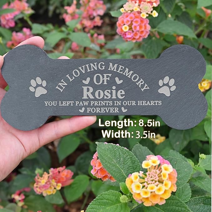Dog Memorial Gifts for Loss of Dog, Pet Memorial Stone, Pet Memorial Gifts for Dogs, Loss of Dog Sympathy Gift, Dog Bereavement Gifts, Pet Loss Gifts - in Our Hearts Forever Bone
