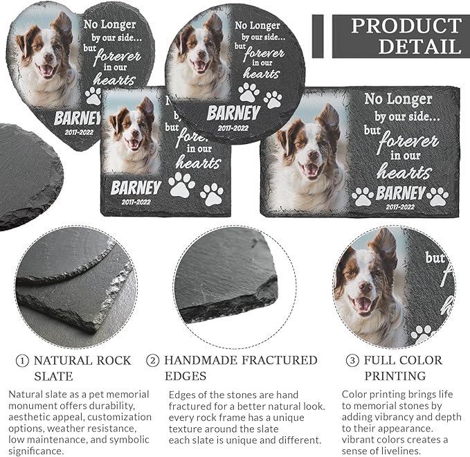 ubjva Dog Memorial Stone Dog Memorial Gifts for Loss of Dog Pet Garden Stone for Indoor Outdoor Lawn Backyard Cemetery Decorations - Style4(Color Printing)