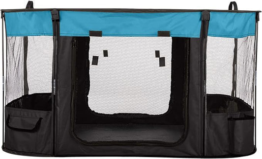 Dog Playpen - 43x34x23 Inch Puppy Kennel with Mesh Windows, Zippered Doors, and Storage Pockets - Portable Dog Play Pen Indoors/Outdoors for Small Animals by PETMAKER (Blue)
