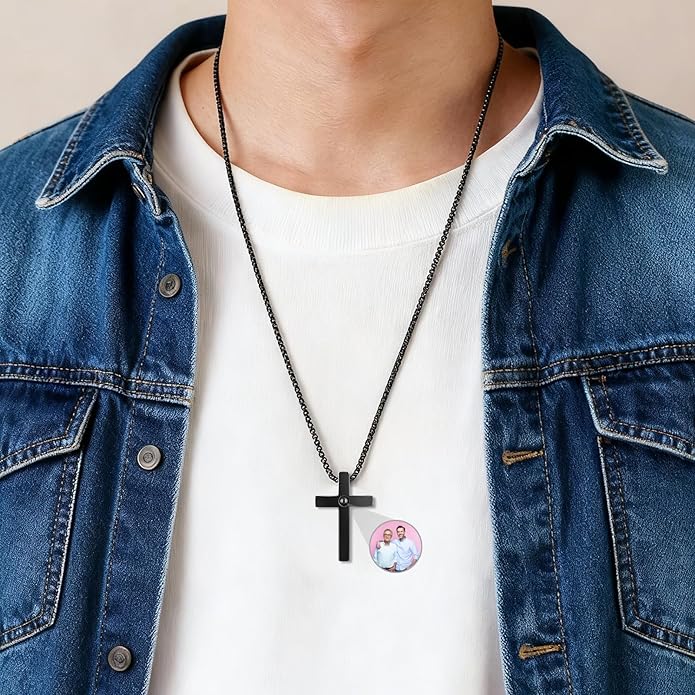 Personalized Projection Necklace with Custom Photo Pendant - Best Gift for Mom, Wife, Girlfriend, or Memorial - Mother's Day, Valentine's Day, Birthday Jewelry Gift