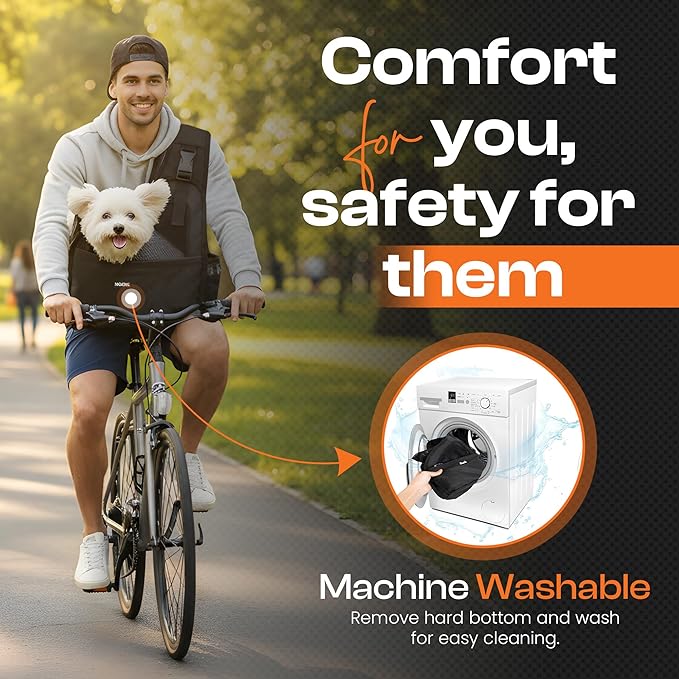 Small Dog Sling Carrier Bag, Hands-Free Dog Carrier Sling with Safety Buckle, Breathable Mesh, Adjustable Strap, Padded Back, Storage Pockets, Pet Carrier for Dogs, Cats, Puppies up to 8–10 lbs