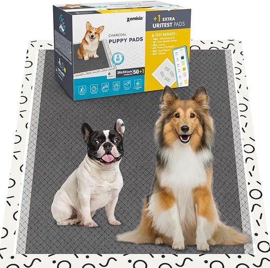Charcoal Puppy Pee Pads for Dogs Extra Large, 28"x34" 50 Counts + 1 Extra Health Monitoring Pad - XL Dog Potty Training Pads Disposable, Odor-Control, Super Absorbent & Leak-Proof