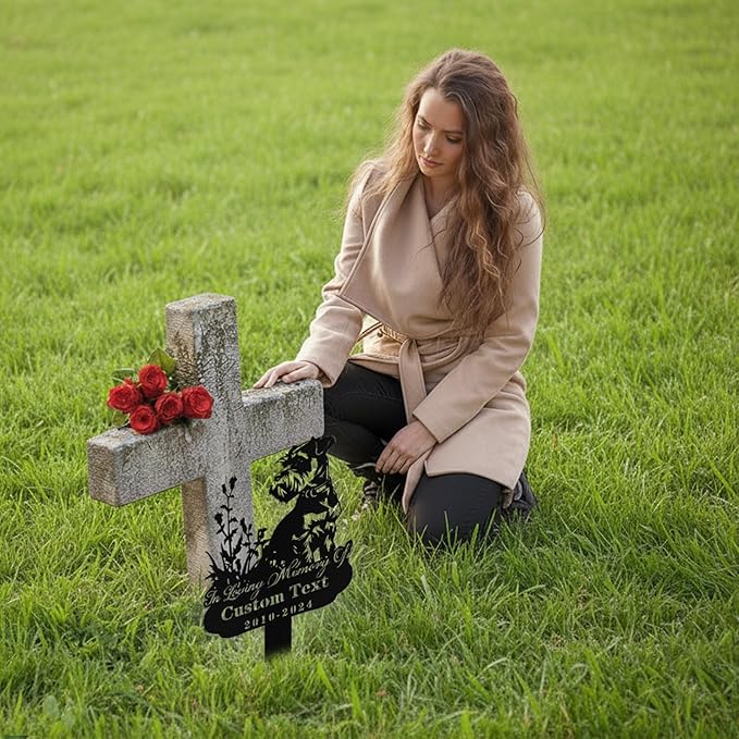 Custom Dog Grave Markers Outdoor, Personalized Pet Grave Marker Stake Dog Memorial, Outdoor Weatherproof Pet Cemetery Sign, Personalized Dog Memorial Gifts for Loss of Dog