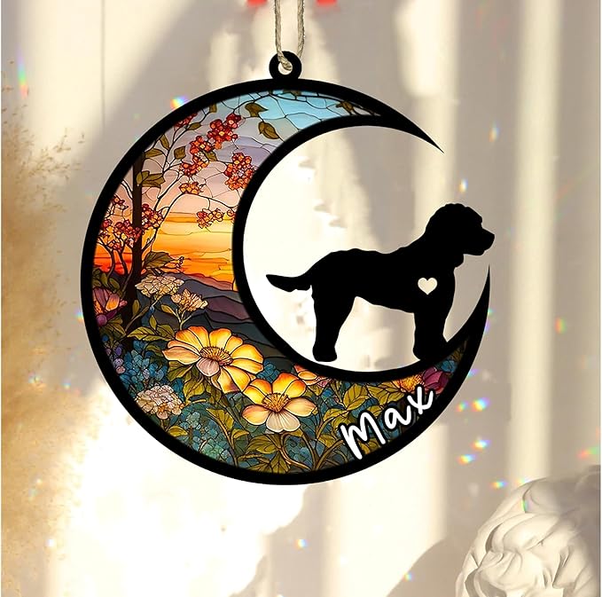 Personalized Dog Memorial, Custom Name Cockapoo Dog Christmas Ornament with Name, Custom Breeds, Pet Loss Light Catcher, Gifts for Lovers Loss of Pet Sympathy on Mothers Day Christmas