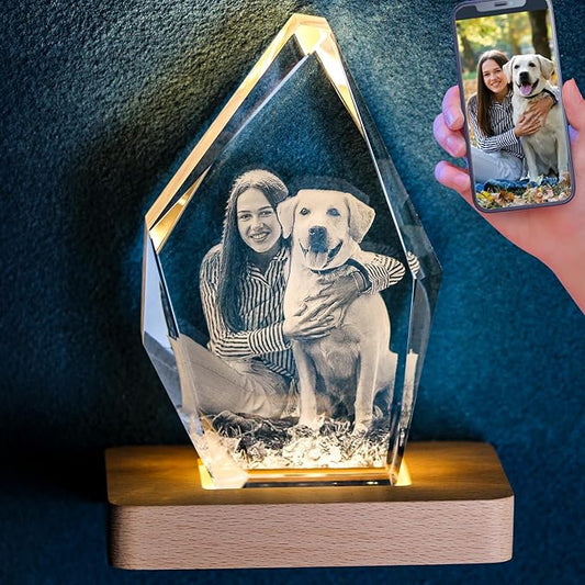 Personalized Dog Memorial Gifts,3D Crystal Photo,Pet Memorial Gift,3D Engraved Crystal Keepsake Gift, Dog Photo Frame, Personalized Animal Photo Gift,Dog Pictures