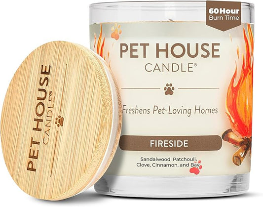 One Fur All Pet House Candles, Long Lasting, Clean Burning, Soy Wax Scented Candles for Pet Odor, Fireside