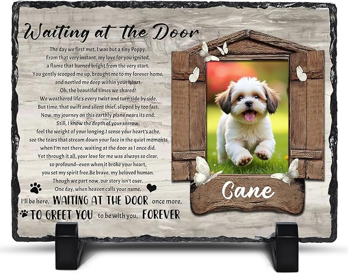 Ship Next Day, Customized Pet Memorial Stones for Dogs Cats Memorial Gifts for Loss of Dog Death Sympathy Gift with Photo Picture Name Date Personalized Pet Frame
