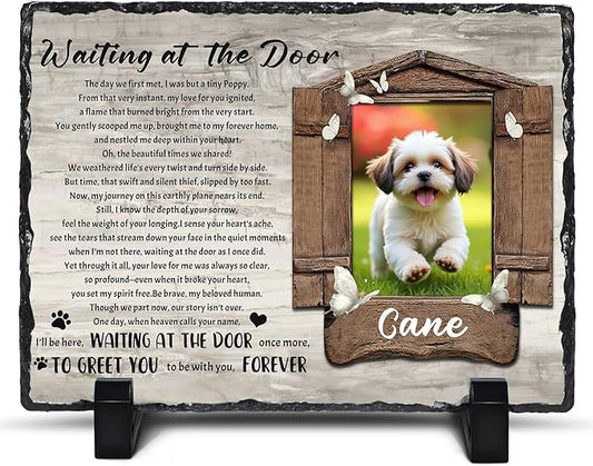 Ship Next Day, Customized Pet Memorial Stones for Dogs Cats Memorial Gifts for Loss of Dog Death Sympathy Gift with Photo Picture Name Date Personalized Pet Frame