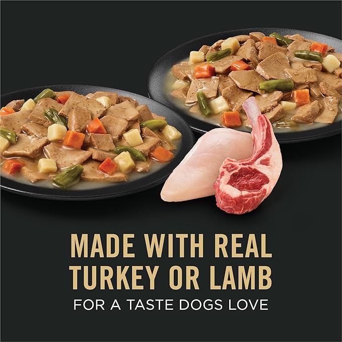 Purina Pro Plan Complete Essentials Wet Dog Food, Lamb and Vegetables and Turkey and Vegetables in Gravy Variety Pack - (Pack of 12) 13 oz. Cans