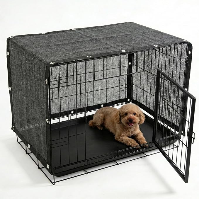 Royal Shade 7' x 26' Black Custom Size 90% Shade Cloth Dog Kennel Shade Mesh Tarp Sunblock with Grommets for Dog Kennel Cover, Fence Privacy Screen, Greenhouse, Chicken Coop & Pet Playpen.