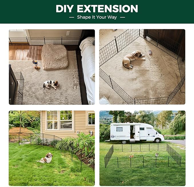 FXW MiniPaws Unleashed Dog Playpen, Expandable & Portable Design for Yard, RV Camping and Indoor Use, for Puppies and Small Dogs, 24-inch 12 Panels