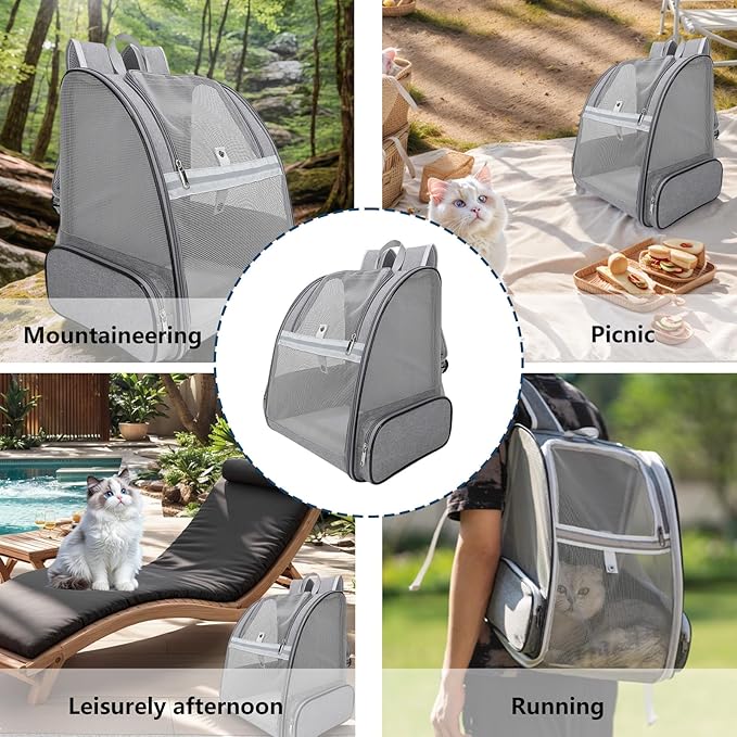 Dog Backpack Carrier for Small Dogs & Medium Cats up to 11 lbs, Foldable Pet Travel Backpack with Ventilated Mesh, Comfortable Cat/Dog Carrier for Hiking, Camping & Travel