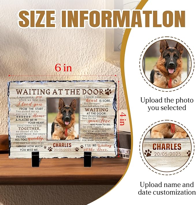 Personalized Dog Memorial Gifts for Loss of Dog, Custom Pet Memorial Stone with Photo Name, Pet Headstones for Dogs, Bereavement Sympathy Gifts for Dog Cat Lover
