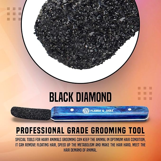 FLAMIA & JABZ Stripping Metal Stone Diamond Edged for Dogs, Cats & Pets with Wooden Grip (Coarse)