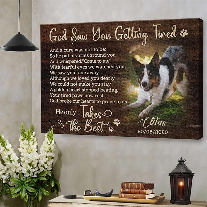 Dem Canvas Personalized Photo Canvas Prints, Pet Memorial Gifts for Dog & Cat Lovers (18x12)