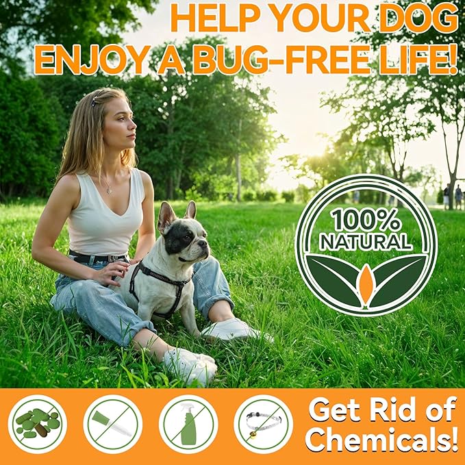 Dual Flea Chews Bundle for Dogs - 200 Each - Natural Flea & Tick Prevention with Skin & Coat Support + Daily Flea Chews for All Breeds - Chicken Flavor Combo
