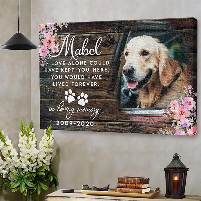 Dem Canvas Personalized Photo Canvas Prints, Dog Loss Gifts, Forever In My Heart, Pet Memorial Gifts, Dog Death Sympathy Gifts, Dog Passing Away Loss Gift Dog Grieving Gifts (18x12)