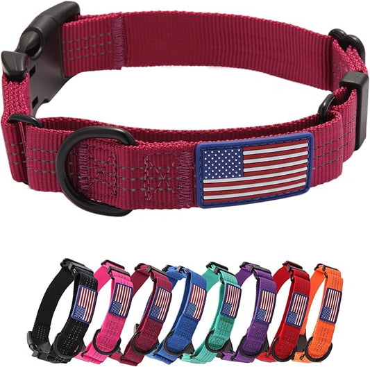 Martingale Dog Collar Quick Release Buckle No Pull Reflective Non-Slip for Medium Large Dogs Training (Wine Red, Medium)