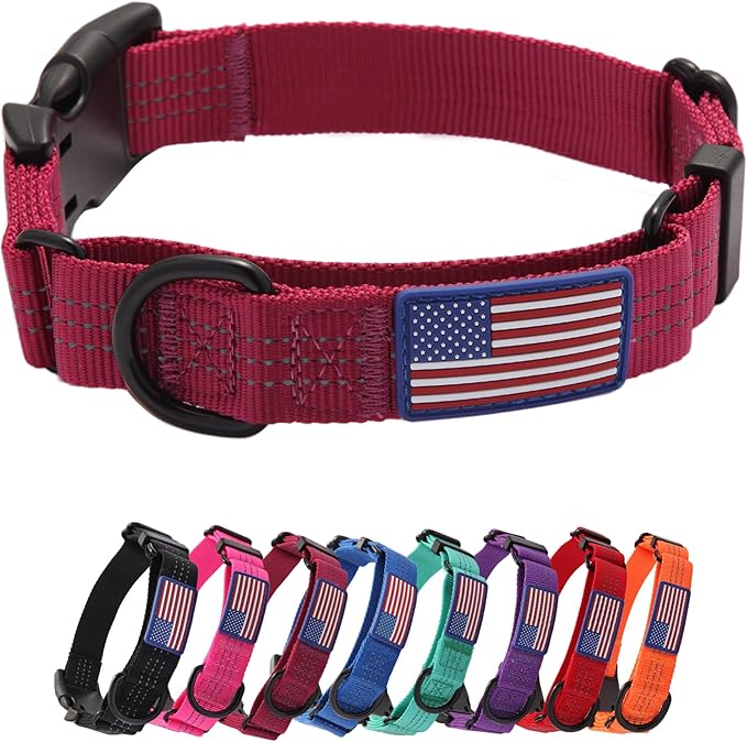 Martingale Dog Collar Quick Release Buckle No Pull Reflective Non-Slip for Medium Large Dogs Training (Wine Red, Large)