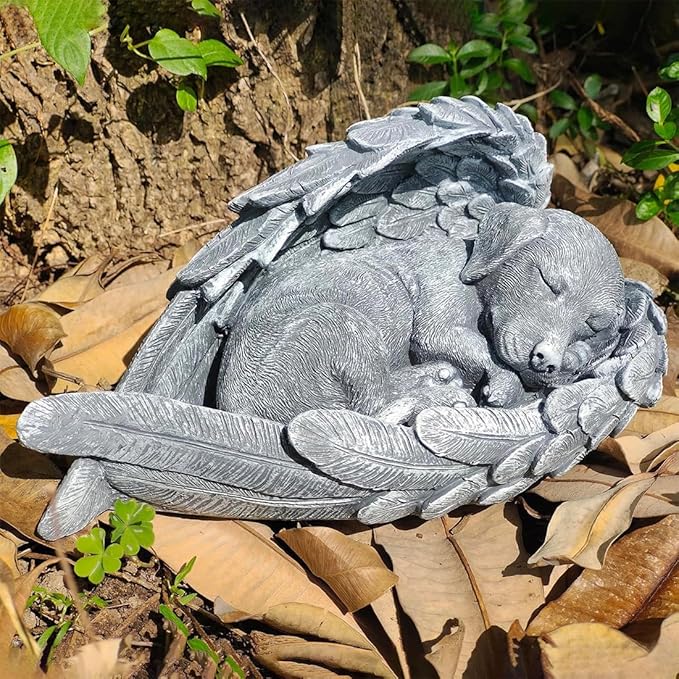 Angel Dog Memorial Stones Dog Headstone Memorial Garden Stone Dog Tombstone Pet Grave Markers for Dog Pet Memorial Gift Loss Sympathy Gifts for Dogs