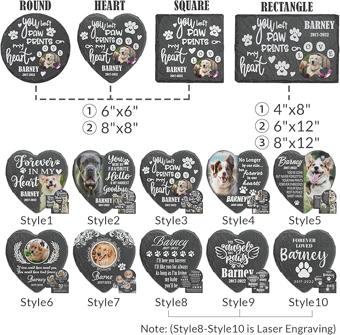 ubjva Dog Memorial Stone Dog Memorial Gifts for Loss of Dog Pet Garden Stone for Indoor Outdoor Lawn Backyard Cemetery Decorations - Style3(Color Printing)
