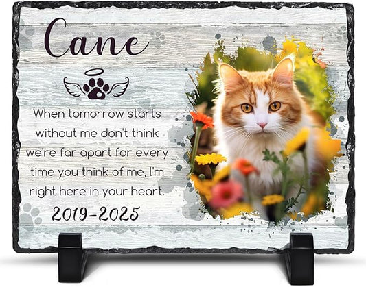 Ship Next Day, Customized Pet Memorial Stones for Dogs Cats Memorial Gifts for Loss of Dog Death Sympathy Gift with Photo Picture Name Date Personalized Pet Frame