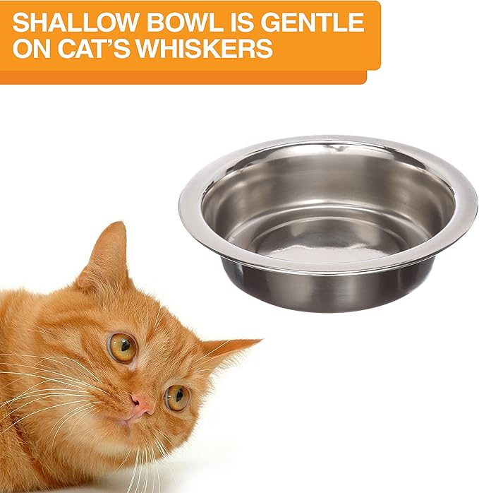 Neater Feeder Deluxe Mess-Proof Elevated Cat Bowls, 2 Height Adjustable (6” & 7.5”) No-Spill Raised Cat Bowl Stand, Whisker Friendly Stainless Steel Dishes for Indoor Cats, Made in USA, Dark Blue