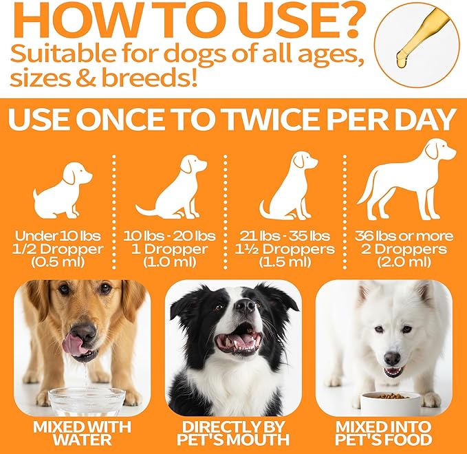 Flea and Tick Prevention for Dogs, Pets Oral Natural Supplement Drops with Multivitamin Care for All Breeds