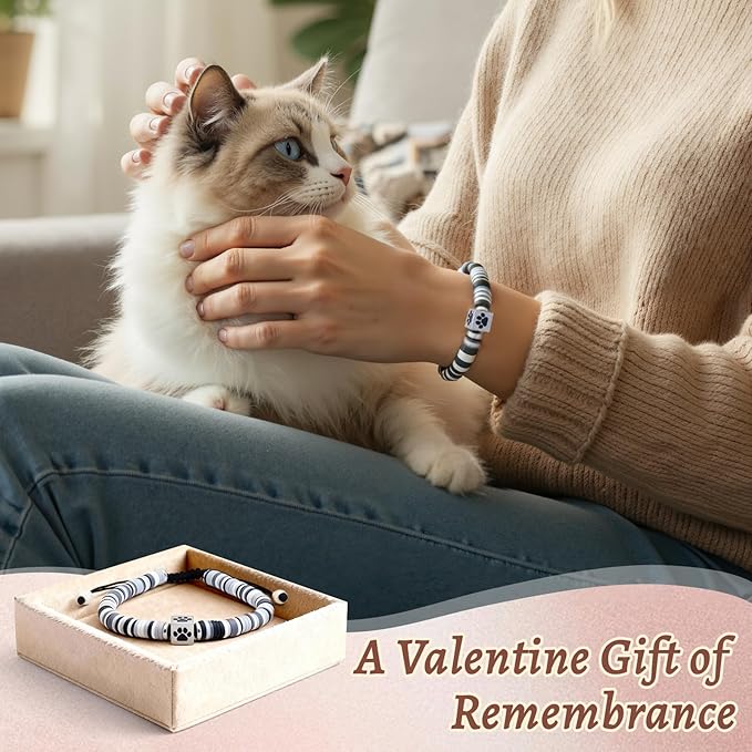 Dog Memorial Bracelet – Adjustable Pet Keepsake with Paw & Heart Charm, Sympathy & Remembrance Gift for Dog Loss, Cat & Pet Bereavement, Black