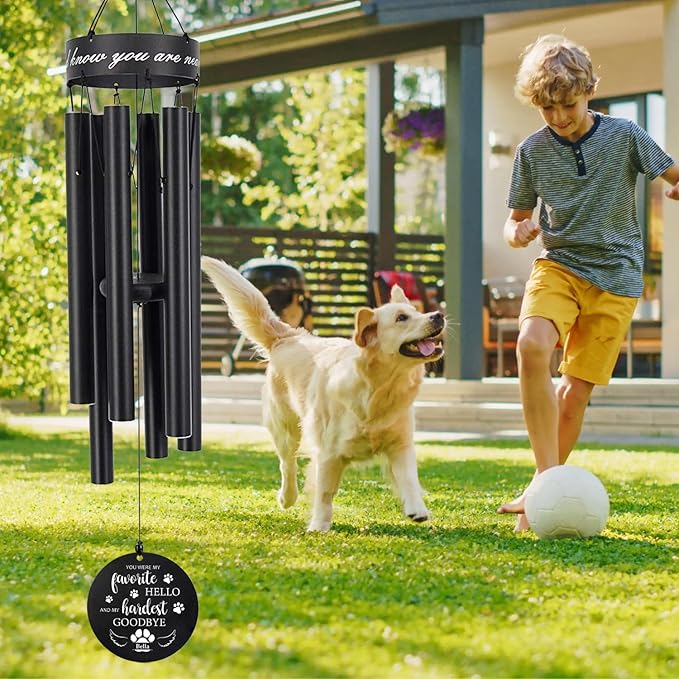 Pet Personalized Name Photo 30" Wind Chimes, Produced in USA Pet Memorial Gifts for Loss of Dog, Custom Picture Dog Remenbrance Gift in Memory, Sympathy Family Love Pets Dogs Cat Gift for Son Daughter