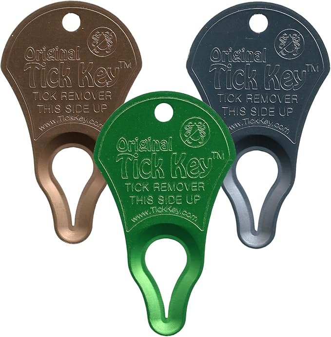 The Original Tick Key -Tick Detaching Device - Portable, Safe and Highly Effective Tick Detaching Tool - 3 Pack (Earth)