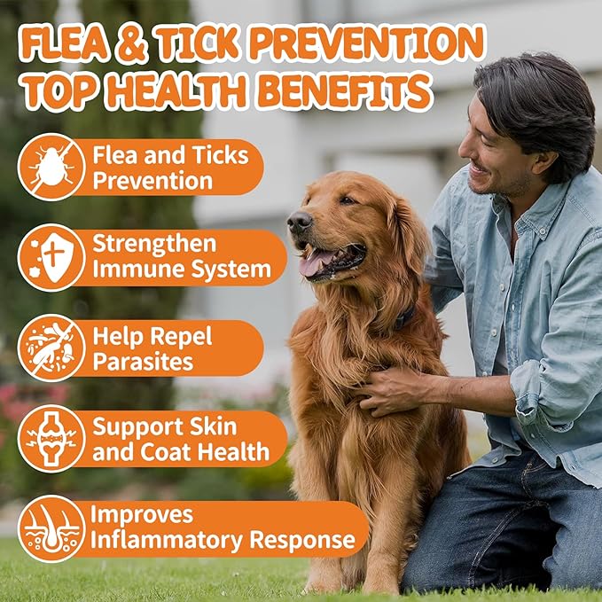 Flea and Tick Prevention for Dogs Chewables - Natural Dog Flea and Tick Treatment Chewable - Oral Flea Supplement for Dogs - Puppy Flea Support - All Breeds & Ages - 60 Soft Chews
