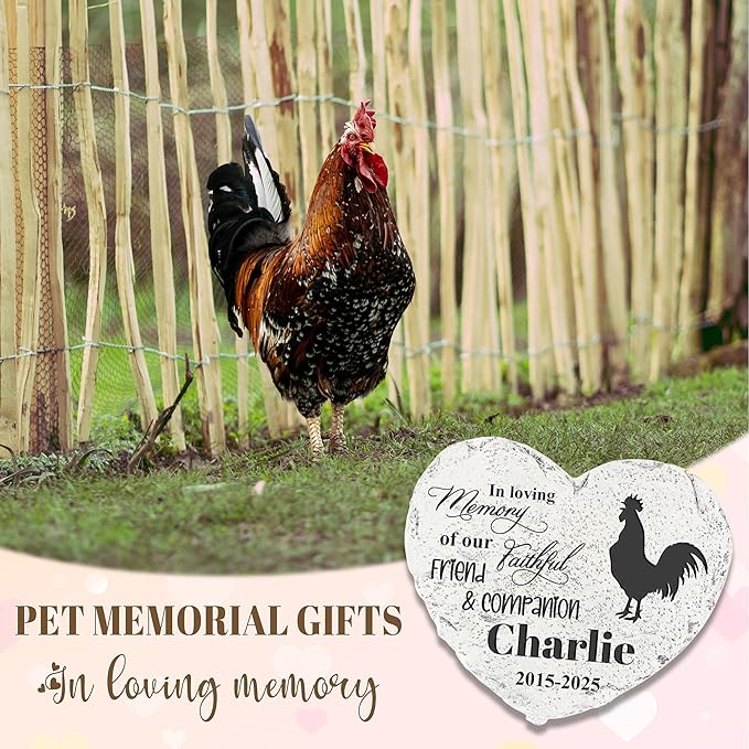 Personalized Dog Memorial Stone, Loss Gifts for Pet, Garden Stone, Pet Loss Gifts Cat Memorial Gifts, Cemetery Decorations, Grave Stone (Rooster)