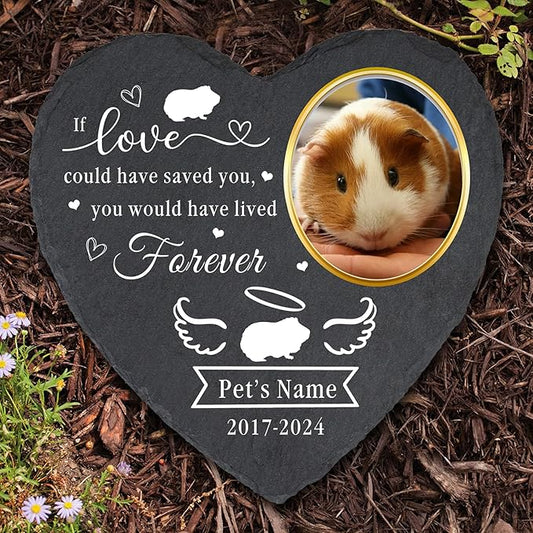 Personalized Pet Memorial Gifts for Loss of Guniea Pig, Custom Hamster Memorial Stone with Photo, Pet Sympathy Gifts for Hamster Lovers, Guniea Pig Headstones, Guniea Pig Grave Marker