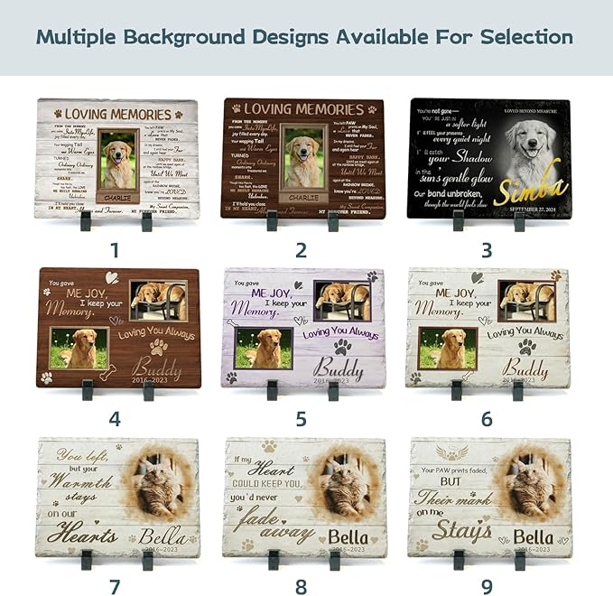 Goodoo Dog Memorial Gifts for Loss of Dog, Personalized Pet Memorial Stone Plaque, Sympathy Gift for Pet Lovers, Changing Colorful Background to Paint Loving Memory, Garden Decor