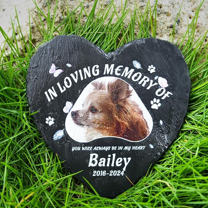 Dog Memorial Gifts for Loss of Dog, Personalized Dog Memorial Stone Plaque with Photo Name, Custom Dog Pet Grave Headstone, Loss of Dog Sympathy Gift for Dog Cat Lovers