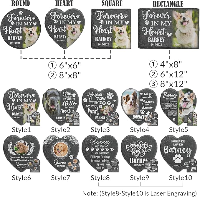ubjva Dog Memorial Stone Dog Memorial Gifts for Loss of Dog Pet Garden Stone for Indoor Outdoor Lawn Backyard Cemetery Decorations - Style1(Color Printing)