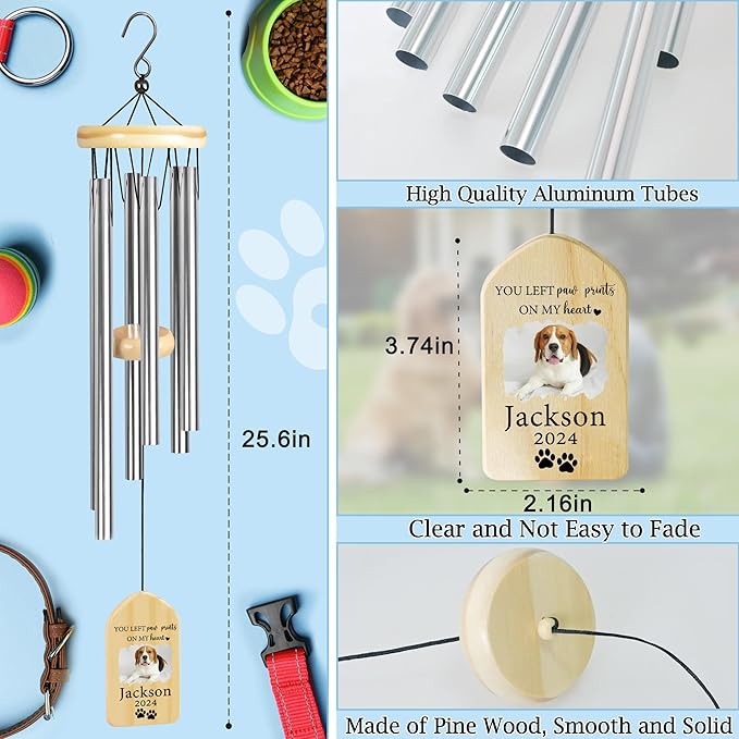 Dog Memorial Gifts for Loss of Dog, Pet Memorial Wind Chime, Pet Memorial Gifts, Pet Loss Gifts, Loss of Dog Sympathy Gift, Dog Remembrance Gift, in Memory of Dog Cat - Left Paw Prints