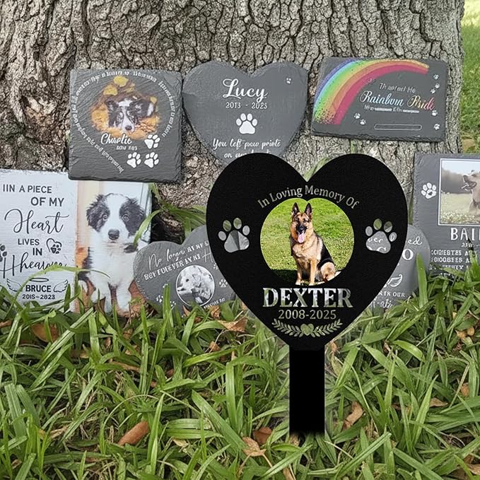 Custom Dog Grave Markers Outdoor, Personalized Pet Grave Marker Dog Memorial with Photo and Name, Outdoor Weatherproof Pet Cemetery Sign, Personalized Dog Memorial Gifts for Loss of Dog