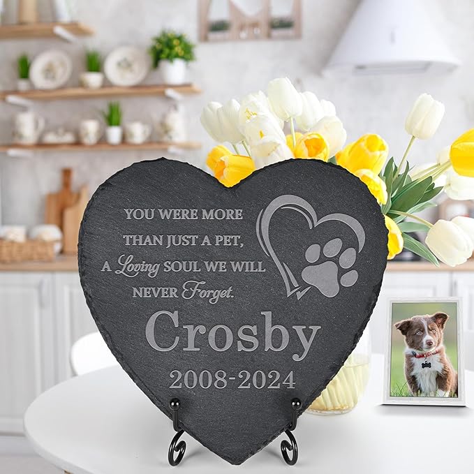 Pet Memorial Gifts, Pet Memorial Stone, Dog Memorial Gifts for Loss of Dog, Pet Remembrance Gift, in Memory of Dog Cat, Loss of Pet Sympathy Gift, Pet Loss Gifts - A Loving Soul(Heart-Shaped)