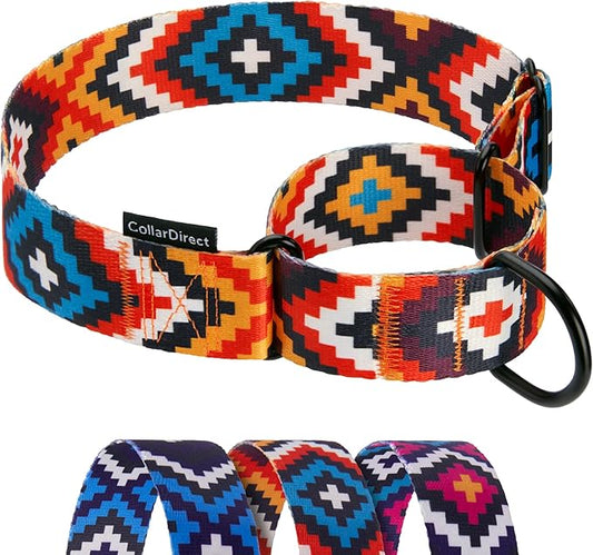 CollarDirect Aztec Martingale Collars for Dogs Heavy Duty Tribal Pattern Safety Nylon Training Collar Large Medium Small (Aztec, L, Neck Size 15"-20")