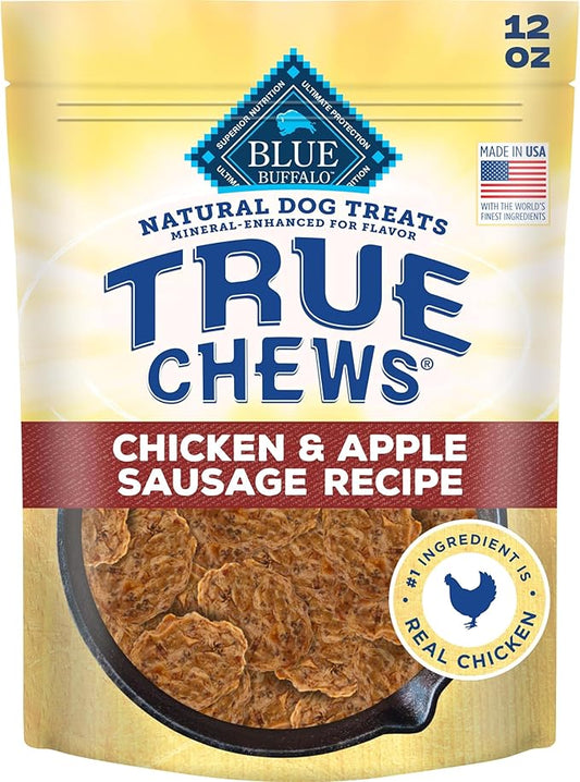 Blue Buffalo True Chews Dog Treats, Made in the USA with Natural Ingredients, Chicken and Apple Sausage Recipe, 12-oz Bag