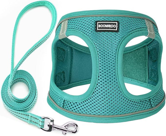 Dog Harness with Leash Set, No Pull Adjustable Reflective Step-in Puppy Pet Vest Harnesses for Small Medium Large Dogs and Cats,Forest Green M