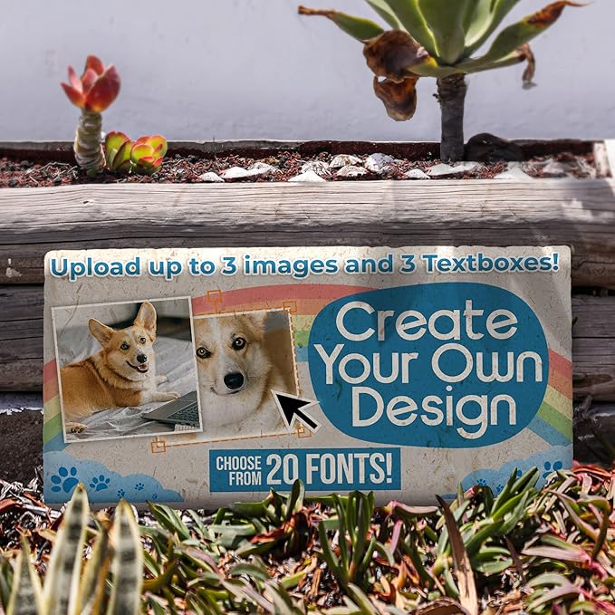 Personalized Pet Memorial Stones, 6x12 Create Your Own Pet Grave Markers as Keepsake or Pet Remembrance, Pet Loss Gifts for Bereaved Pet Owners, DIY Personalized Pet Memorial Limestone (Design 4)