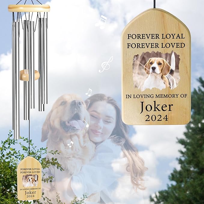 Pet Memorial Wind Chime, Pet Loss Gifts, Pet Memorial Gifts for Dogs, Dog Memorial Gifts for Loss of Dog, Loss of Dog Sympathy Gift, Dog Remembrance Gift, in Memory of Dog Cat - Forever Loyal Loved