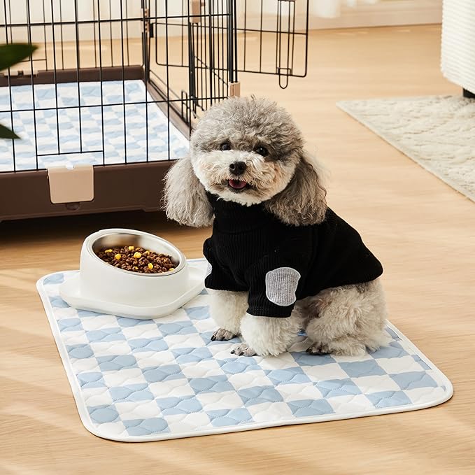 Ralxion 2 Pack Blue Checkered Washable Pee Pads for Dogs, Checkered Reusable Dog Pee Pads, for Puppy Playpen, Crate, Whelping Box, Potty Training, Cute Aesthetic Absorbency, Leak-Proof Non-Slip