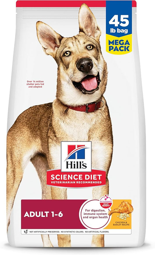 Hill's Science Diet Adult 1-6 Dry Dog Food, Chicken & Barley, 45 lb. Bag