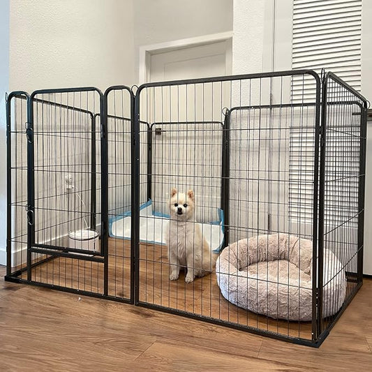 Dog Playpen Indoor & Outdoor Foldable Pet Exercise Fence Pen with Door Gate,Dog Kennels for Small/Medium/Puppy Dogs,Rabbits (8 Panels, 31 Inch)…